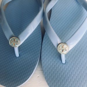 TORY BURCH Flip Flops Sz 6 Light Blue